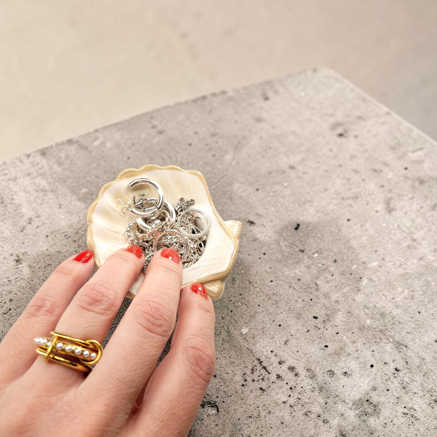 Triple Ring with Pearls