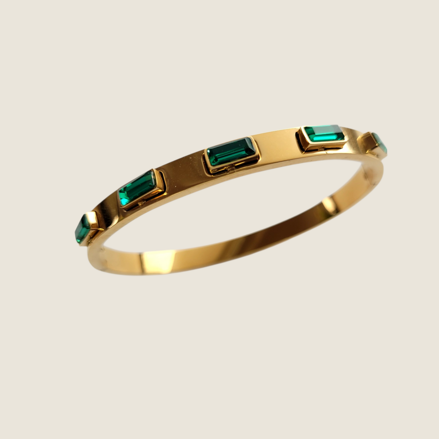 Dja Gold Bracelet with Green Stones