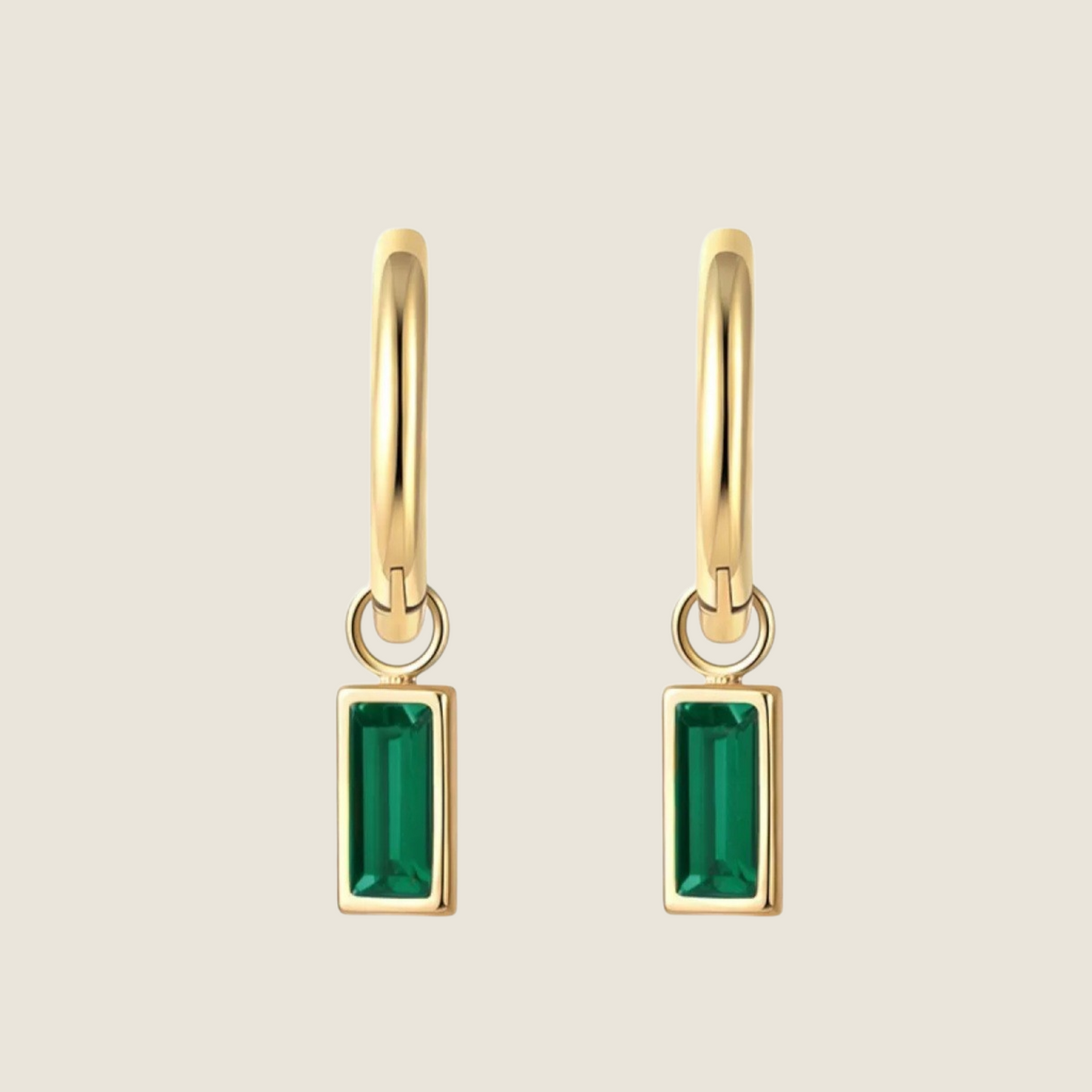 Fernanda Green Stone Gold Earrings