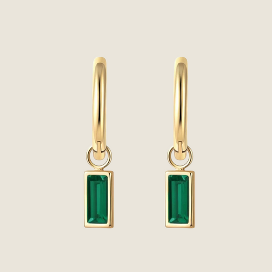Fernanda Green Stone Gold Earrings