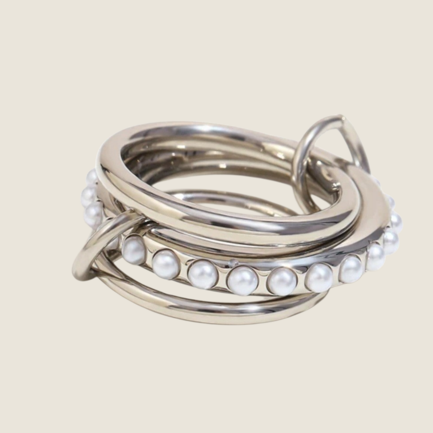 Triple Ring with Pearls