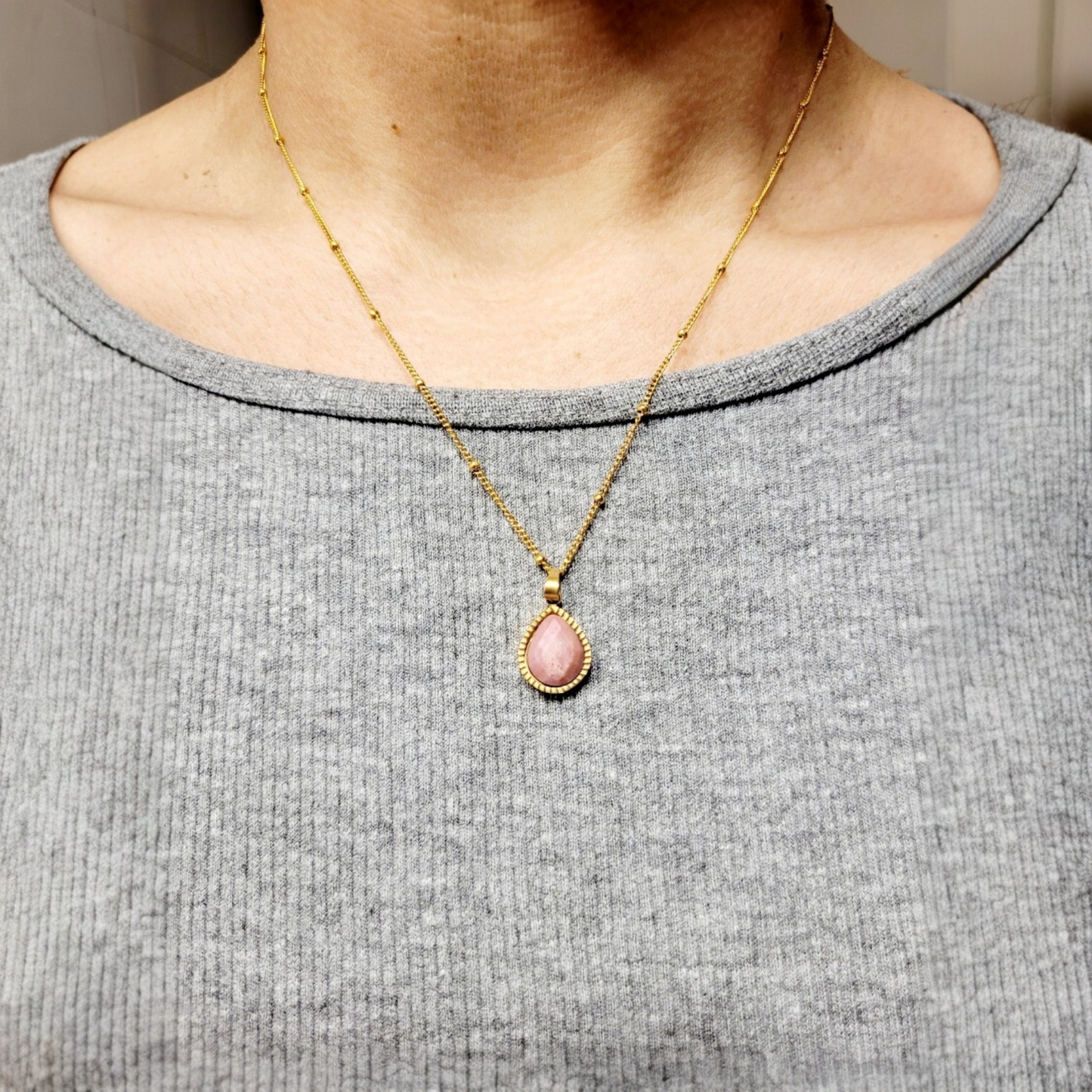 Zenya Gemstone Teardrop Necklace