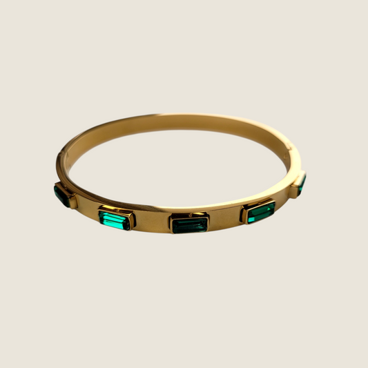 Dja Gold Bracelet with Green Stones