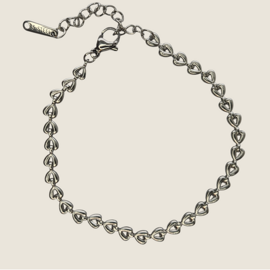 Small Heart Silver Chain Bracelet