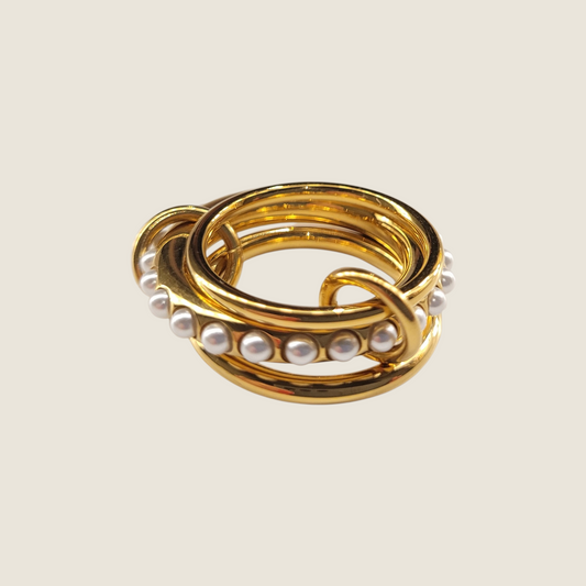 Triple Ring with Pearls