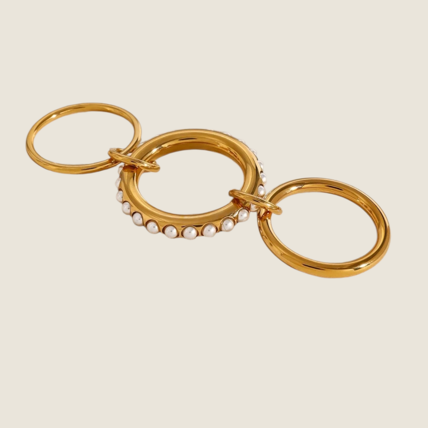 Triple Ring with Pearls